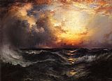 Thomas Moran Famous Paintings - Sunset in Mid-Ocean